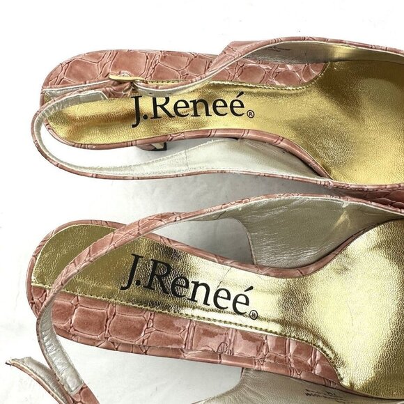 J Renee Tandra Heel 7 Pale Pink Croc. Embossed Slingback Shoes Womens Brand NEW - Picture 4 of 10